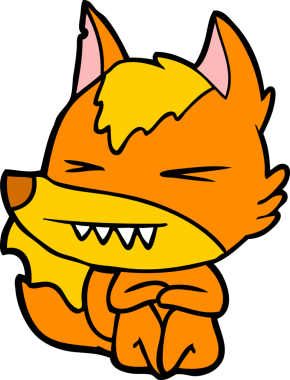 Bir insan tarafından çizilmiş tilki çizgi film karakteri