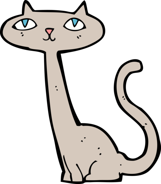 Bir insan tarafından çizilmiş çizgi film kedisi.