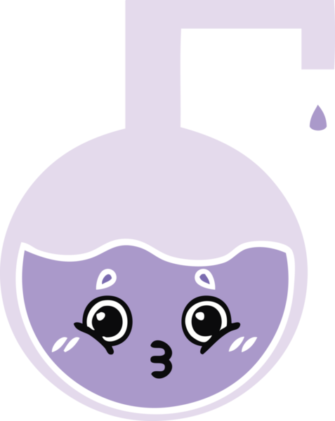 Bir insan tarafından çizilmiş bir bilim deneyinin düz renkli retro karikatürü