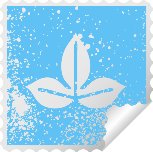 Bir insan tarafından çizilmiş bir sonbahar yaprağının kare soyma etiketi.