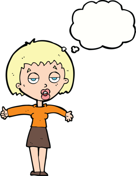 Bir insan tarafından çizilmiş bir düşünce balonuyla sıkılmış karikatür.