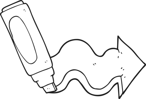 Bir insan tarafından çizilen el yazısıyla çizilmiş siyah beyaz karikatür kalem okları