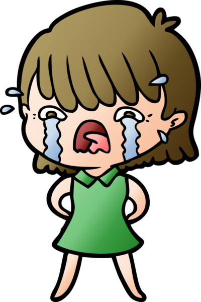 Bir insan tarafından çizilmiş ağlayan çizgi film kızı.