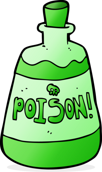 Bir insan tarafından çizilmiş bir zehir şişesi.