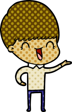 Bir insan tarafından çizilmiş mutlu çizgi film çocuğu.