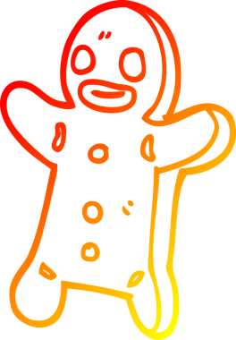 Bir insan tarafından çizilmiş bir zencefilli kurabiye adamın sıcak çizgi çizimi