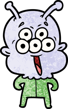 Bir insan tarafından çizilmiş mutlu bir uzaylı çizgi filmi.