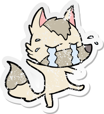 Bir insan tarafından çizilmiş ağlayan bir karikatür çıkartması.