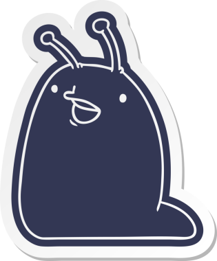 Bir insan tarafından çizilmiş sevimli bir kawaii sümüklüböceğinin çizgi film etiketi.