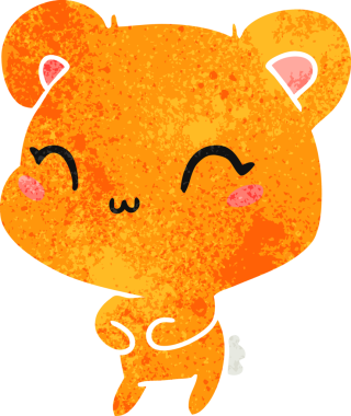 Eski çizgi film illüstrasyonu Kawaii bir insan tarafından çizilmiş sevimli oyuncak ayı.