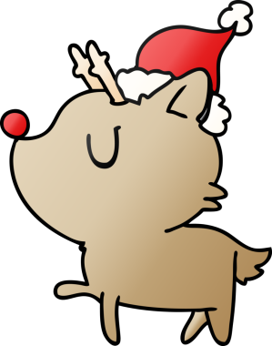 Bir insan tarafından çizilmiş kawai geyiğinin el çizimi gradyan karikatürü.