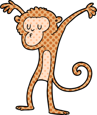 Bir insan tarafından çizilmiş çizgi maymun.