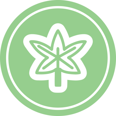 Bir insan tarafından çizilmiş marihuana yaprağı dairesel simgesi