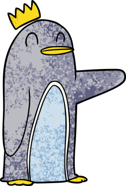 Karikatür imparatoru penguen bir insan tarafından çizilmiş.