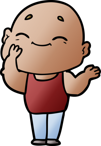 Bir insan tarafından çizilmiş mutlu kel adam çizgi filmi.