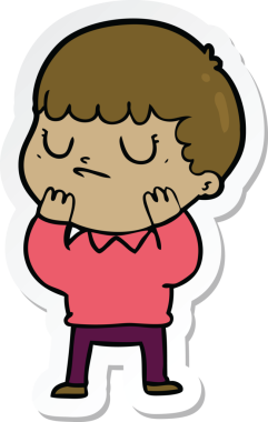 Bir insan tarafından çizilmiş huysuz bir çocuğun çıkartması.