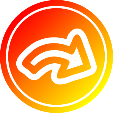 Bir insan tarafından çizilmiş sıcak eğimli ok dairesel simgesi