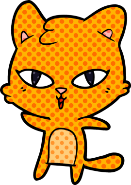 Bir insan tarafından çizilmiş çizgi film kedisi.