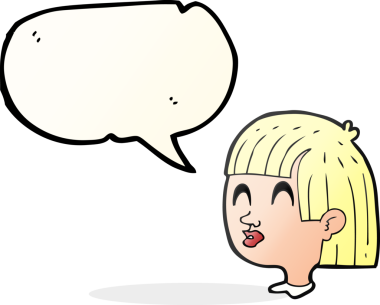 Bir insan tarafından çizilmiş serbest konuşma balonu kadın yüzü.