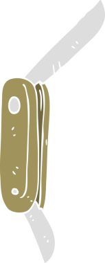 Bir insan tarafından çizilen katlanan bıçağın düz renk çizimi