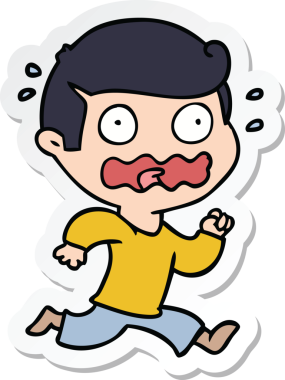 Bir insan tarafından çizilmiş karikatür adamın çıkartması.