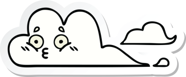 Bir insan tarafından çizilmiş şirin beyaz bulut etiketi.