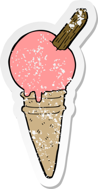 Bir insan tarafından çizilmiş karikatür dondurmasının sıkıntılı çıkartması.