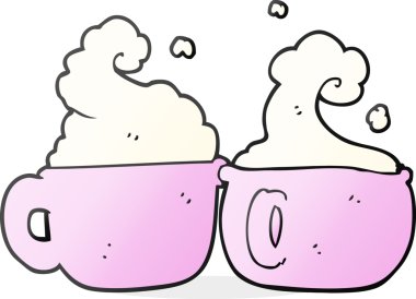 Bir insan tarafından çizilmiş serbest çizim kahve fincanları.