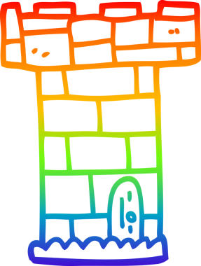 gökkuşağı gradyan çizgisi bir insan tarafından çizilmiş bir karikatür kale kulesi