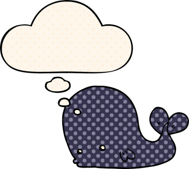 Çizgi roman tarzında bir insan tarafından çizilmiş düşünce balinası.