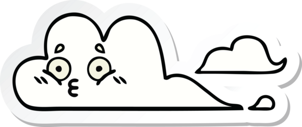 Bir insan tarafından çizilmiş şirin beyaz bulut etiketi.