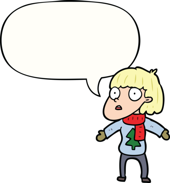 Karikatür, bir insan tarafından çizilmiş bir konuşma balonuyla Noel insanını şaşırttı.