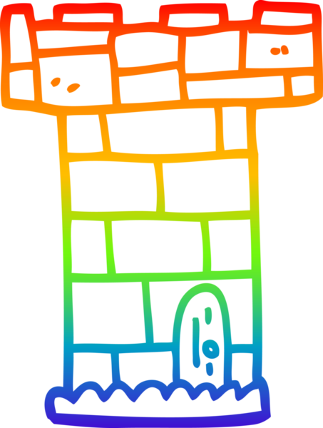 gökkuşağı gradyan çizgisi bir insan tarafından çizilmiş bir karikatür kale kulesi