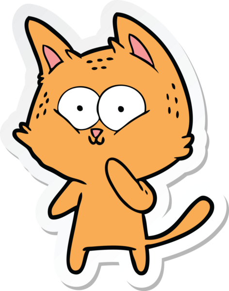 Bir insan tarafından çizilmiş bir çizgi film kedisinin çıkartması.