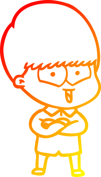 Bir insan tarafından çizilen mutlu bir çocuğun sıcak çizgi çizimi.