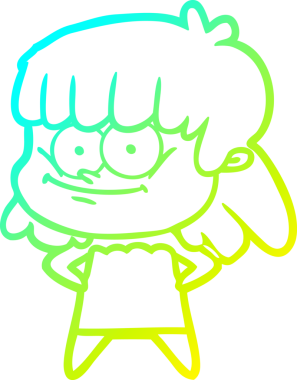 Bir insan tarafından çizilmiş gülümseyen bir karikatür çizimi