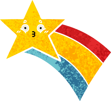 Bir insan tarafından çizilmiş gökkuşağı yıldızının retro çizim tarzı karikatürü