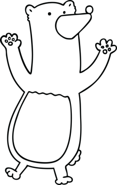 Bir insan tarafından çizilmiş garip çizgi film ayısı.