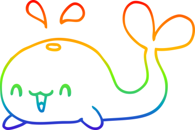 gökkuşağı gradyanı çizimi bir insan tarafından çizilmiş mutlu balina çizgi