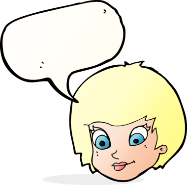 Bir insan tarafından çizilmiş konuşma baloncuğu olan bir kadın yüzü.