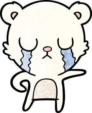 Bir insan tarafından çizilmiş üzgün küçük kutup ayısı çizgi filmi.