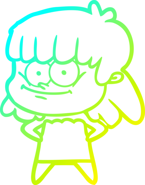 Bir insan tarafından çizilmiş gülümseyen bir karikatür çizimi