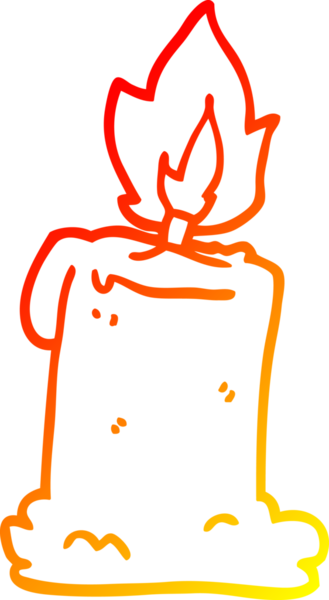 Bir insan tarafından çizilmiş karikatür yanan bir mumun sıcak çizgi çizimi