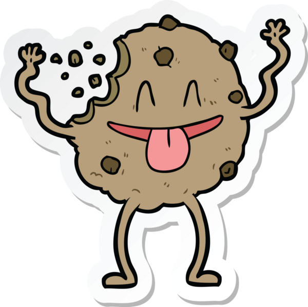 Bir insan tarafından çizilmiş çizgi film kurabiyesinin çıkartması.