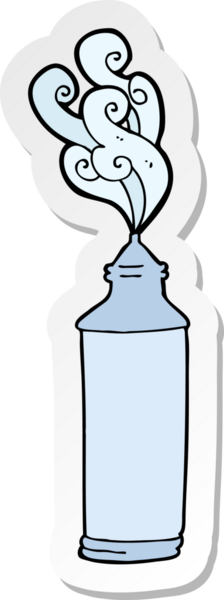 Bir insan tarafından çizilmiş karikatür su şişesinin etiketi.