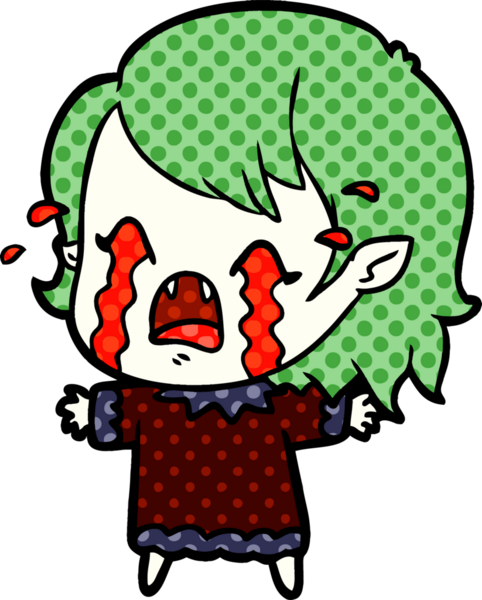 Bir insan tarafından çizilmiş ağlayan vampir kız çizgi filmi.