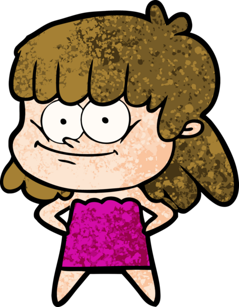 Bir insan tarafından çizilmiş gülümseyen bir kadın.