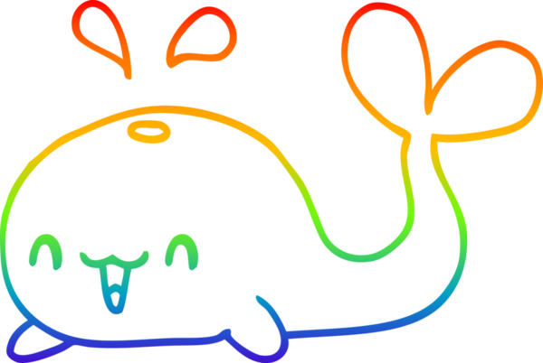 gökkuşağı gradyanı çizimi bir insan tarafından çizilmiş mutlu balina çizgi