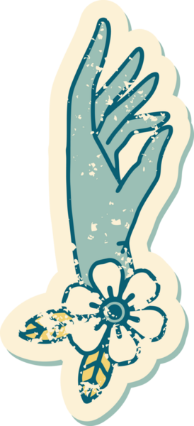 Bir insan tarafından çizilmiş bir el ve çiçeğin sembolik dövmesi.