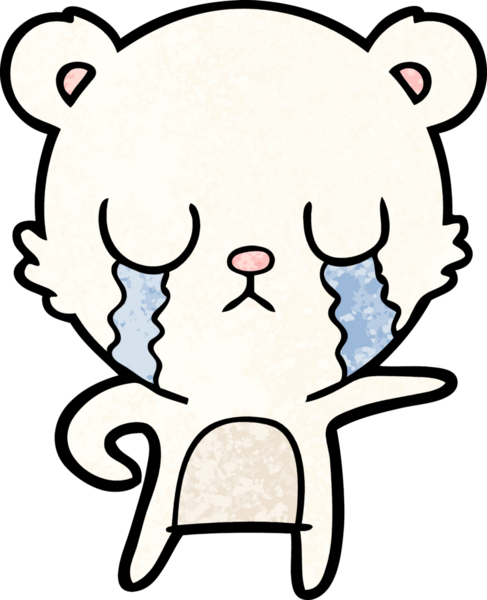 Bir insan tarafından çizilmiş üzgün küçük kutup ayısı çizgi filmi.